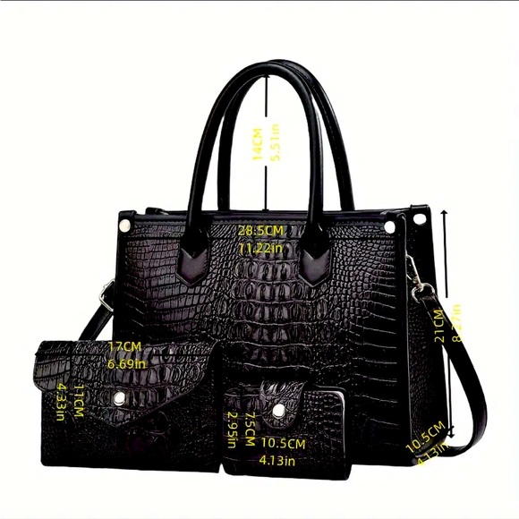 3 pcs Soft Gray Crocodile Pattern Deluxe Faux Leather - Picture 4 of 6